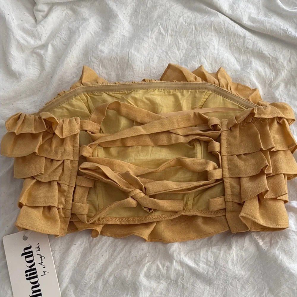 Women's Tan Ruffle Tube Top - Picture 2 of 2